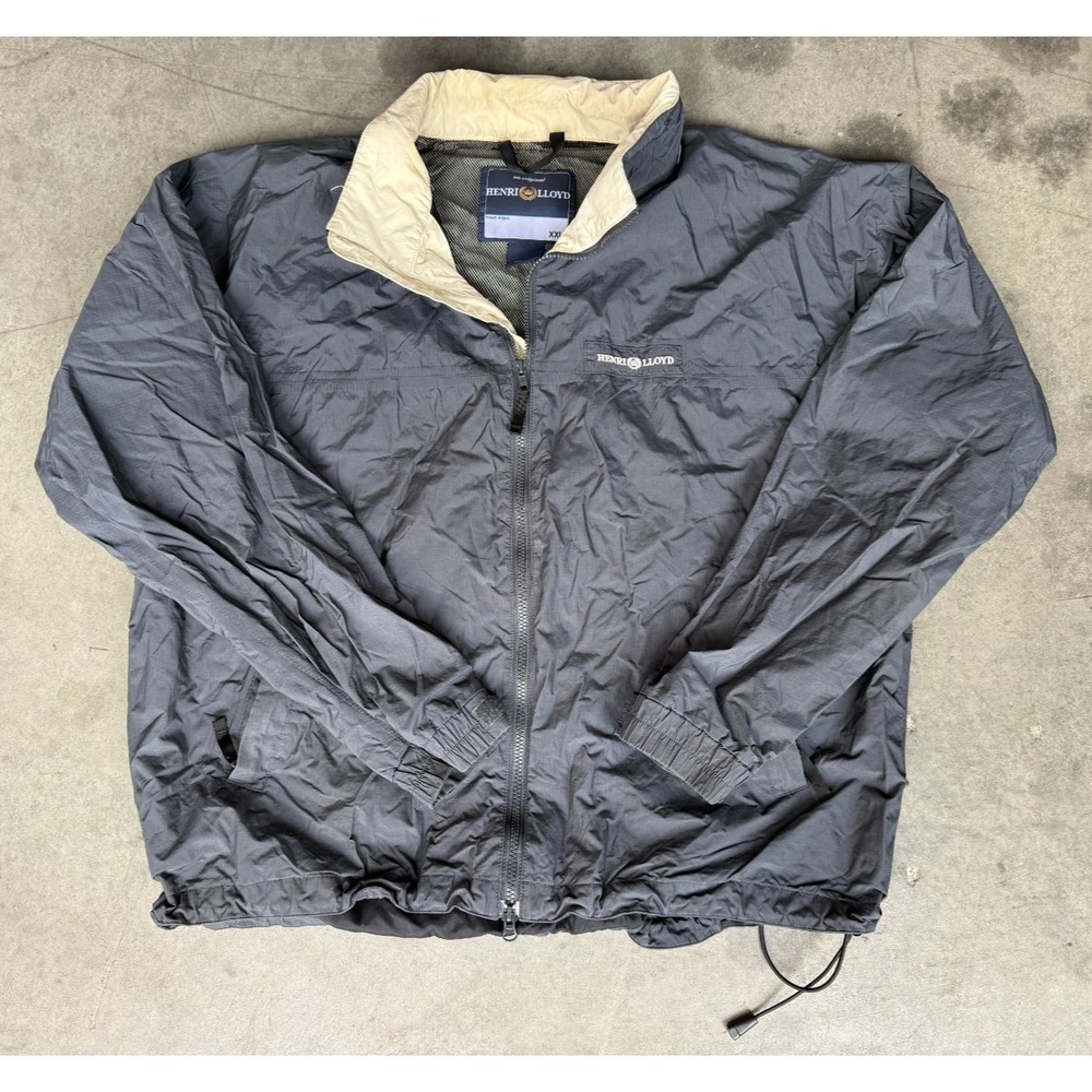 Mens Sz‎ XXL HENRI LLOYD Nautical Marine Navy Blue Full Zip Jacket Windbreaker